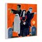 Halloween Graveyard Monsters Vibrant Orange Pop Wall Plaque Art
